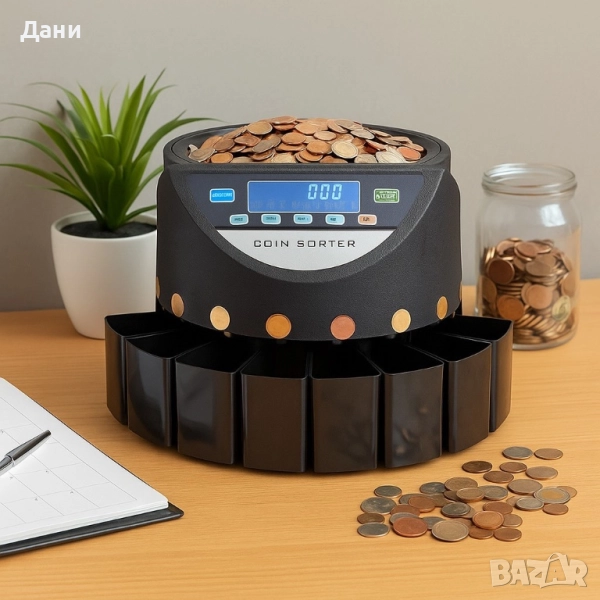 Електрическа броячна машина за монети и в лева и в евро – бързо и точно сортиране по номинал, снимка 1