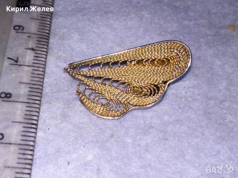 ПОЗЛАТЕНА ФИЛИГРАННА РЕТРО АРТ РЯДКА БРОШКА / ЗНАЧКА от БРАГОРОДНА НЕРЪЖДАЕМА СТОМАНА 37044, снимка 1