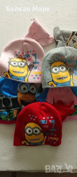 ОРИГИНАЛНИ ЗИМНИ ДЕТСКИ КОМПЛЕКТИ ШАПКА + РЪКАВИЦИ МИНЬОНИ, различни мотиви и цветове , снимка 1