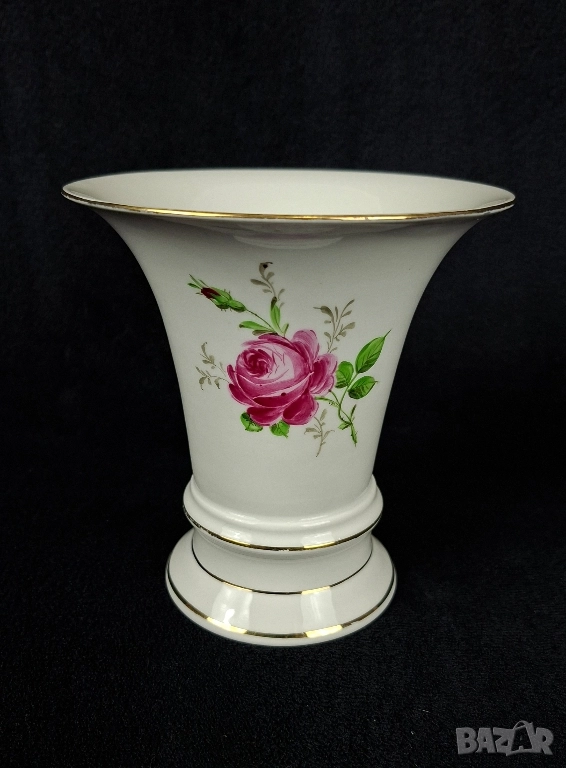 Ваза с роза - Schierholz Ръчно рисувана, снимка 1