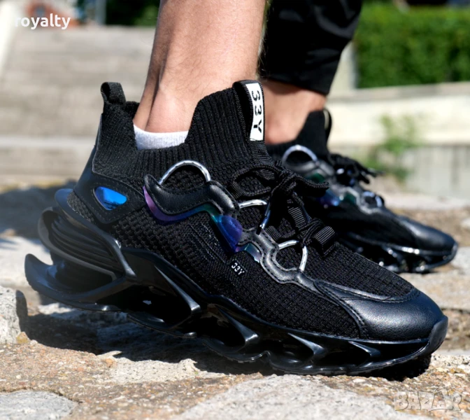 Стилни унисекс черни маратонки , снимка 1