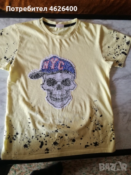 Продавам детска фланелка с къс ръкав,с рисунка с паети-BUSEN , снимка 1