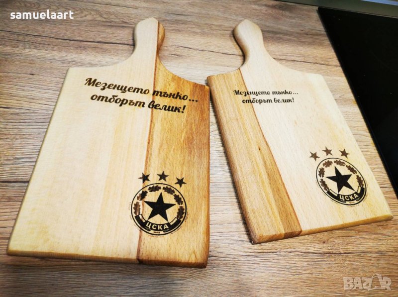 Дъска с лазерна пирография-футболна ЦСКА, снимка 1