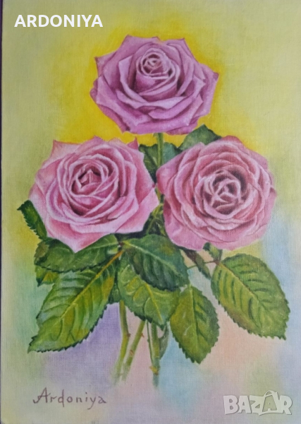 Рози картина маслени бои, снимка 1