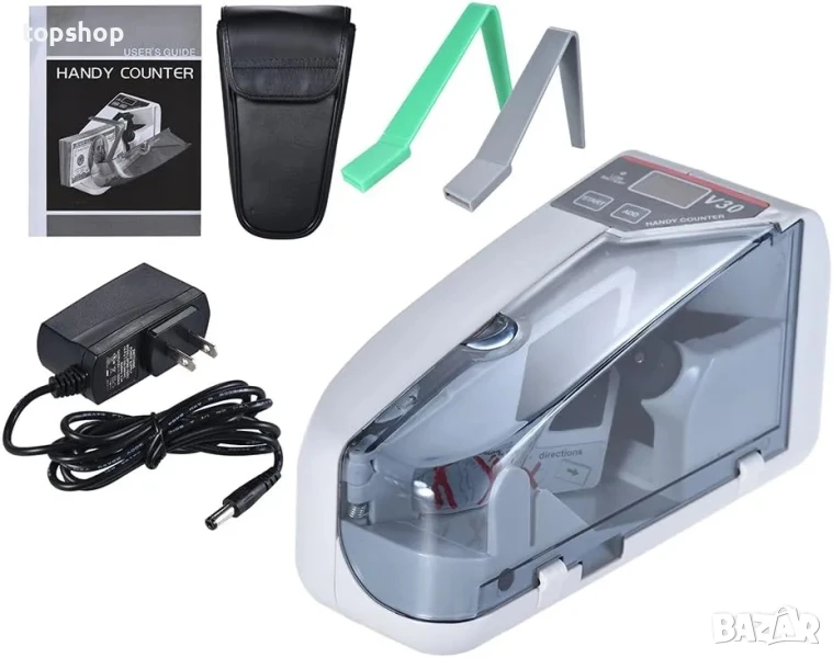 НОВ, ЗАПЕЧАТАН детектор за броене и разпознаване на банкноти FLYINGQIN V30 - долари и евро, снимка 1