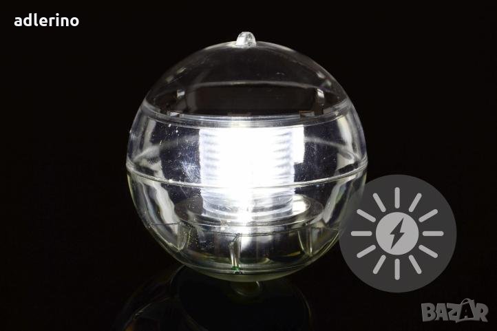 Соларен светещ овал за басейн, фонтан, бял, декорация за басейн, снимка 1