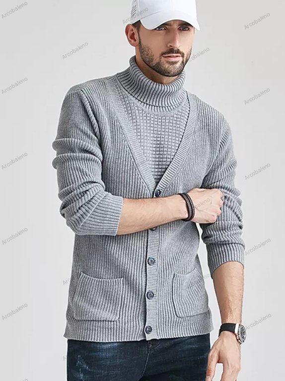 Мъжки пуловер с висока яка и тънка плетена жилетка, 3цвята - 023 в Пуловери  в гр. Велико Търново - ID38988632 — Bazar.bg