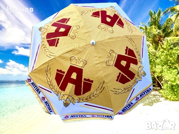 Рекламни чадъри за Заведение,Тераса,Градина или Плаж с брандинг на бира Kamenitza - Astika + Стойки, снимка 5 - Градински мебели, декорация  - 53655851