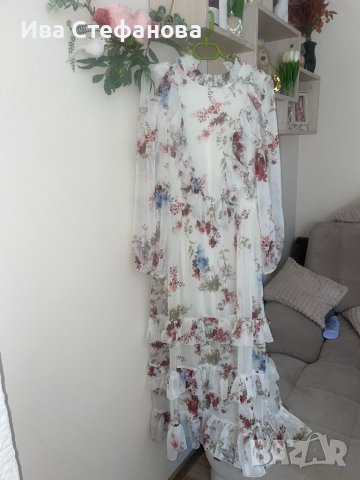 Нова разкошна дълга феерична елегантна женствена рокля волани къдри флорален принт , снимка 3 - Рокли - 41902615
