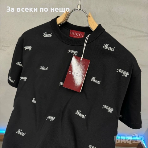Gucci Мъжка Черна Тениска👕Мъжка Блуза С Къс Ръкав В Черен Цвят Код Mens P.97, снимка 2 - Тениски - 53821628
