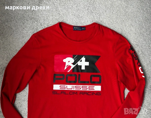 Long-Sleeve Graphic T-Shirt Save your Wishlist Polo Ralph Lauren M, снимка 3 - Блузи - 53494094