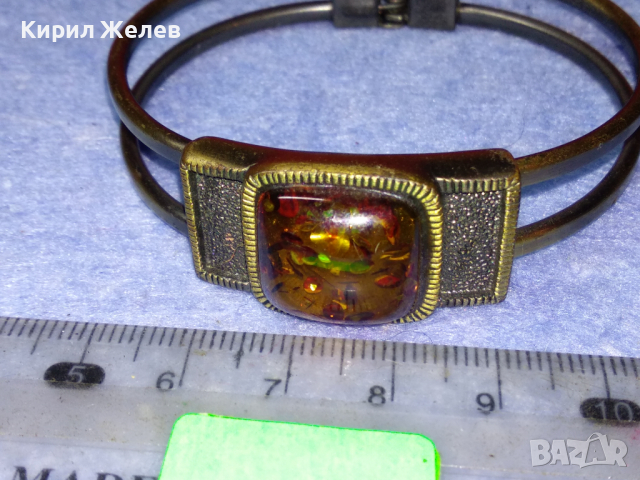 БРОНЗИРАНА ВИНТИДЖ АРТ ГРИВНА от БЛАГОРОДНА СТОМАНА с ТОПЕН КЕХЛИБАР / КАТАЛИН 44194, снимка 10 - Гривни - 44756056