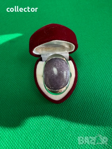 Сребърен пръстен с Лепидолит. №7738, снимка 3 - Пръстени - 52810886