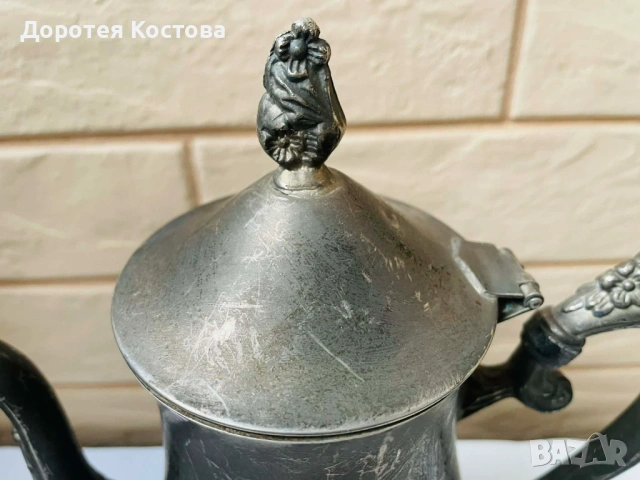 Красив посребрен чайник от Англия с цветя, снимка 11 - Антикварни и старинни предмети - 53568595