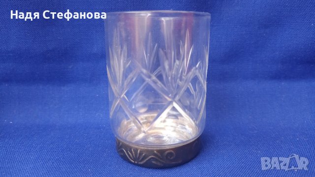 Руски кристални чашки за концентрат с метално дъно, снимка 5 - Чаши - 41648405
