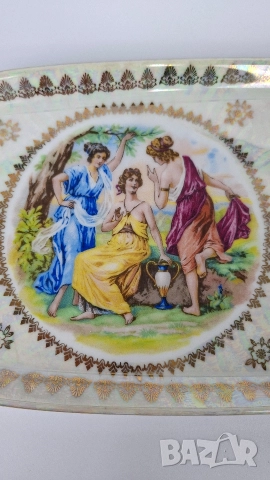 Чешко правоъгълно плато с трите грации, снимка 4 - Чинии - 52550228