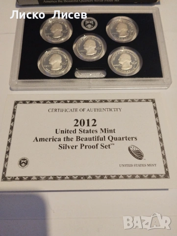 САЩ сет 5 броя 1/4 долар мат-гланц 2012г. сребро, снимка 4 - Нумизматика и бонистика - 53464969