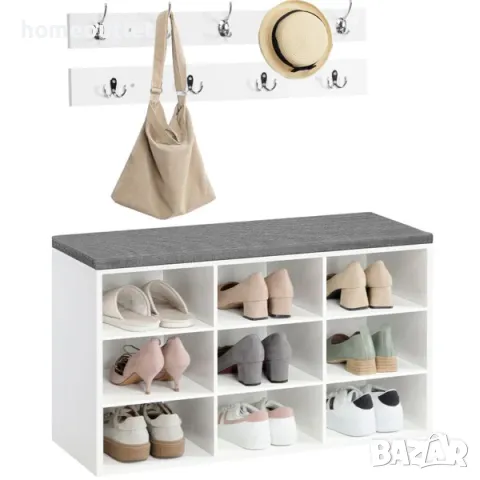 Многофункционален артикул 3 в 1 със стенна закачалка, пейка и място за съхранение WT89HX01, снимка 3 - Закачалки - 47941920