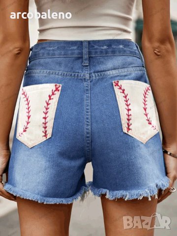 Дамски дънкови къси панталони с щампа на американското знаме, 5модела - 023, снимка 8 - Къси панталони и бермуди - 41750672