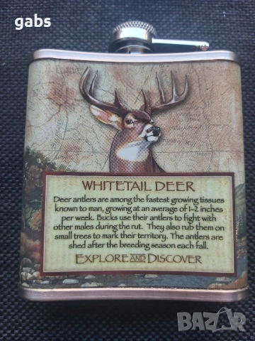 Красиво изрисувана манерка за алкохол AMERICAN EXPEDITION, 7oz /207ml, снимка 7 - Екипировка - 52538890