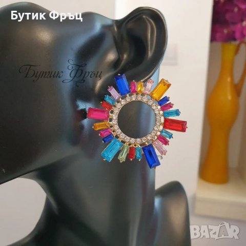 Обеци цветен ринг, снимка 2 - Обеци - 39819683