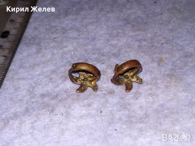 СТАРИ МЕДНИ с ПОЗЛАТА и ФАСЕТИРАНИ БЛЕСТЯЩИ КРИСТАЛЧЕТА ЗВЕЗДОВИДНИ РЕТРО ОБЕЧКИ 37390, снимка 7 - Обеци - 41483901