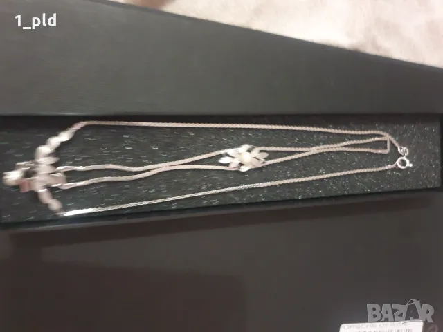 Сребърно колие и гривна с перли, снимка 2 - Бижутерийни комплекти - 48854178