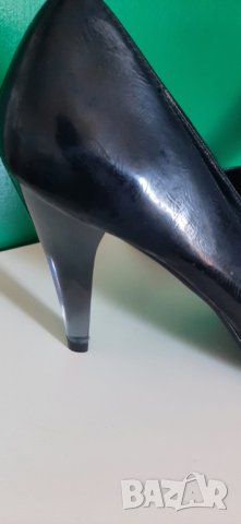 Черни обувки 39 номер с прозрачен ток Прозрачни токове , снимка 6 - Дамски обувки на ток - 41409174