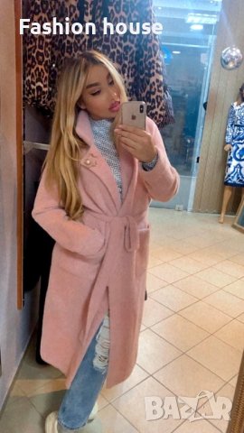 Розово палто ангора мохер кашмир, снимка 3 - Палта, манта - 39862743