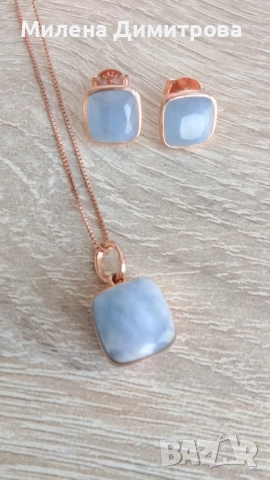 Сребърен комплект с Аквамарин , снимка 5 - Бижутерийни комплекти - 51743177