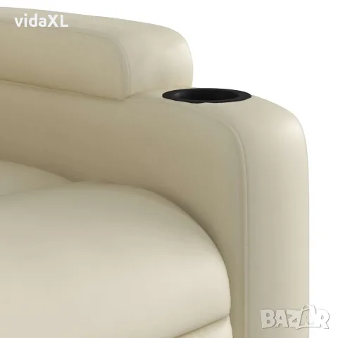 vidaXL Масажен стол реклайнер, кремав, изкуствена кожа, снимка 10 - Дивани и мека мебел - 56147386