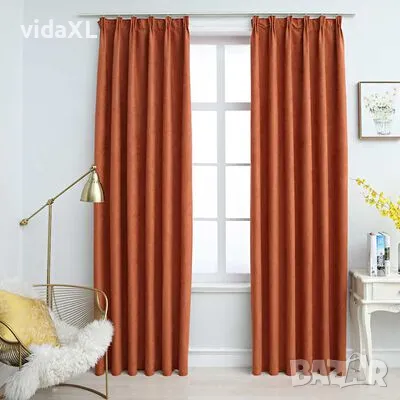 vidaXL Затъмняващи завеси с куки, 2 бр, ръждивокафяви, 140x175 см(SKU:134473), снимка 2 - Пердета и завеси - 49266763