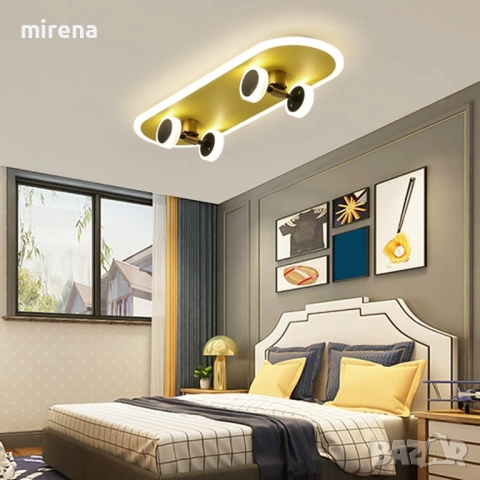 ЛЕД LED лампа полилей, детска лампа скейтборд, таванна лампа, модерна, снимка 7 - Лампи за таван - 52446663