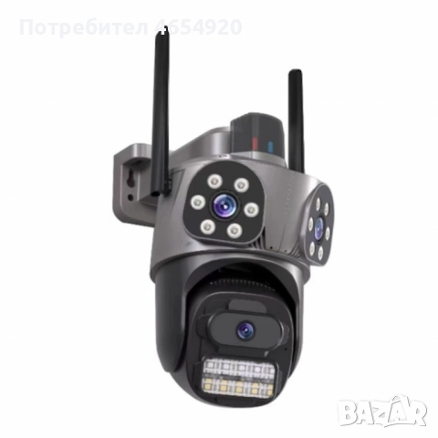 Тип продукт: Външна PTZ WiFi камера; Резолюция: 9MP (3MP + 3MP + 3MP); Обективи: 2 фиксирани + 1 под