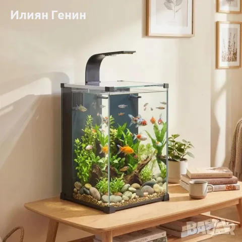 PawHut Комплект за Аквариум 36L Нано Аквариум с LED Осветление, снимка 11 - Аквариуми - 55956981