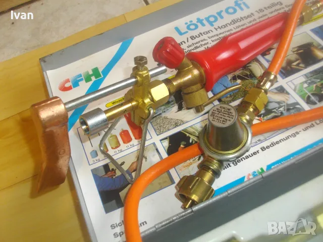 ИТАЛИАНСКИ ГАЗОВ КОМПЛЕКТ ГОРЕЛКИ И ПОЯЛНИК ПРОПАН-БУТАН ПОЧТИ НОВ ПЪЛЕН КОМПЛЕКТ CFH Made in ITALY, снимка 14 - Други инструменти - 56106603