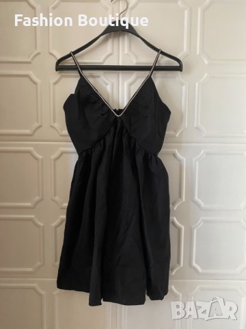 Черна разкроена рокля с камъни парти ХИТ, снимка 3 - Рокли - 39107547