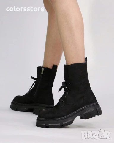 Равни боти - черен велур - BTVD19


