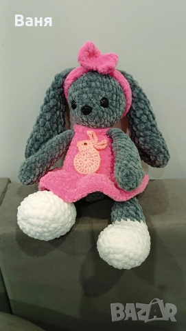 Ръчно плетено зайче, снимка 8 - Плюшени играчки - 51883402