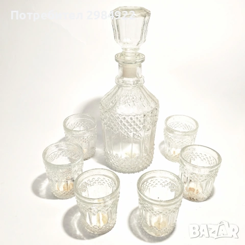 Стари стъклени чаши от соца Нови неупотребявани комплект