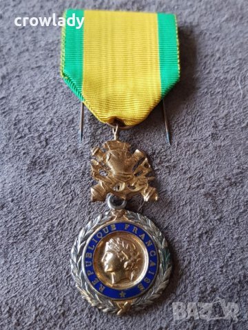 Френски сребърен с позлата военен орден медал 1870 , снимка 2 - Антикварни и старинни предмети - 41344277