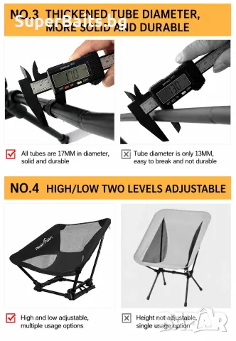 Олекотен Сгъваем стол за къмпинг и преходи PeakPath Moon Chair, снимка 2 - Къмпинг мебели - 55733000
