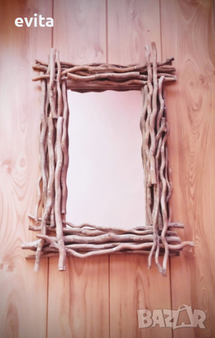 Артистично огледало с клонки – ръчна изработка, снимка 3 - Огледала - 35865961