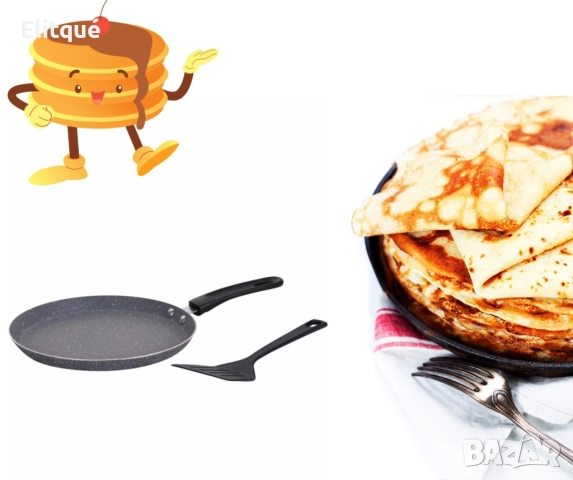 Тиган за палачинки с шпатула Oliver Voltz, 24/26 см., Мраморно покритие, Индукция, снимка 2 - Съдове за готвене - 52870054