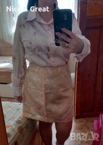 Сатенена риза на цветя, снимка 4 - Ризи - 53798389