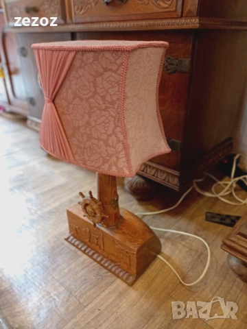Лампа ретро дърво-1958г., снимка 7 - Настолни лампи - 53364641
