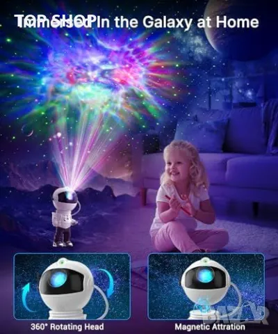 Нов Астронавт Проектор за Звезди и Небула - Уникална Декорация и Осветление, снимка 2 - Лампи за стена - 49654735