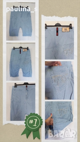 Пет различни броя / Винтидж дамски дънкови бермуди тип потури / шалвари , снимка 2 - Къси панталони и бермуди - 51510245