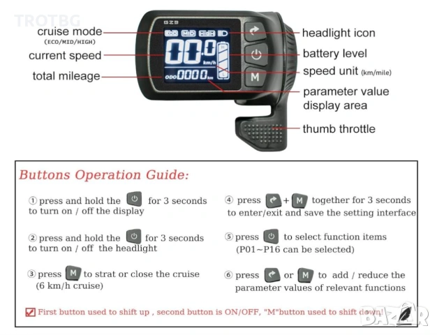 24-48V контролер и дисплей за безчетков мотор 350W 17A, снимка 7 - Друга електроника - 53749874