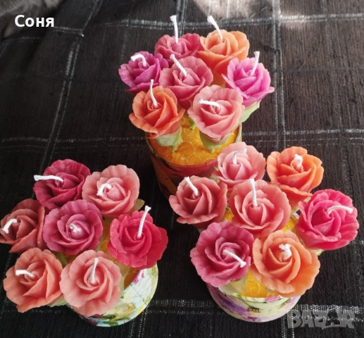 Букетчета от седем рози восъчни, ароматни, снимка 4 - Подаръци за жени - 53657724